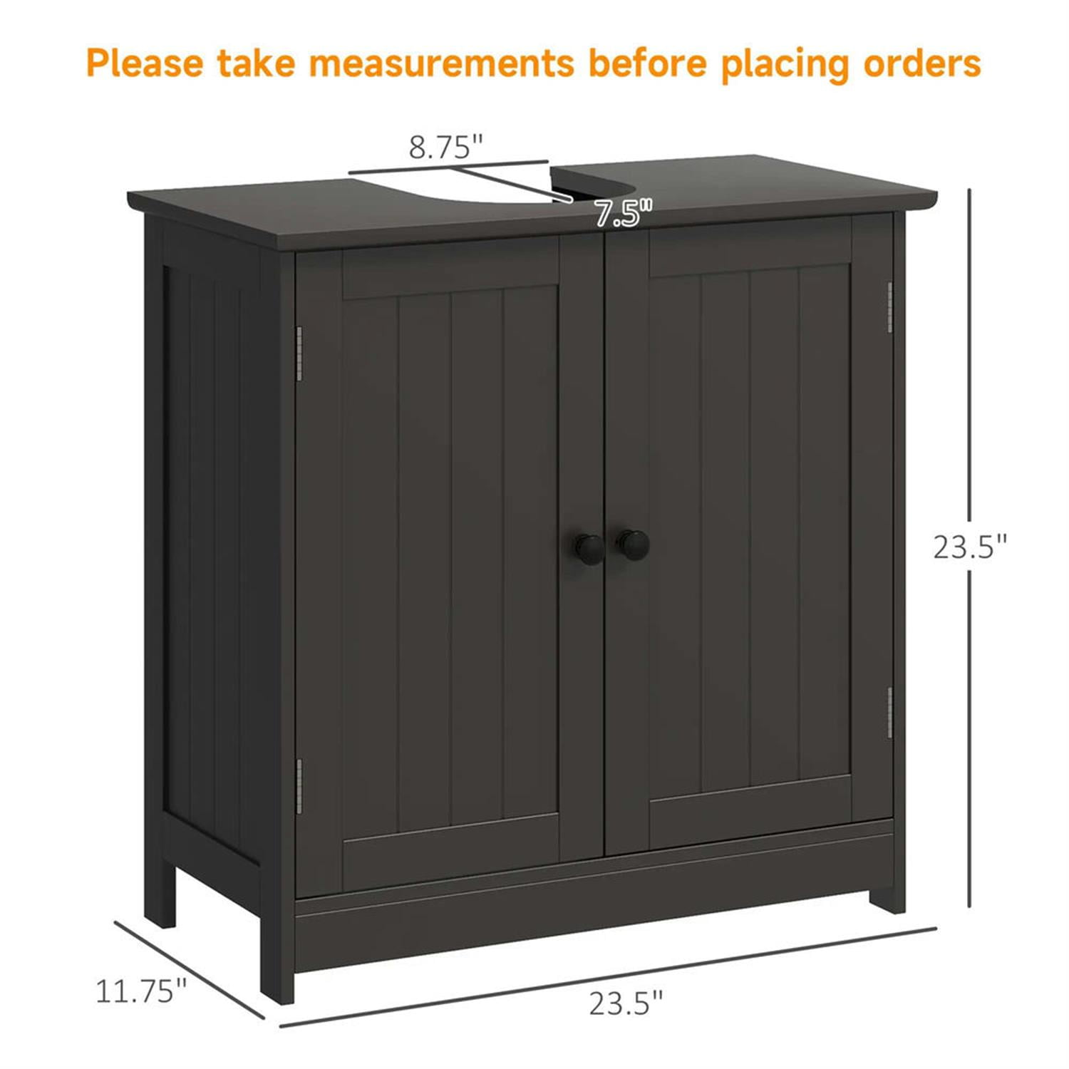 Demi Bonn 23" Bathroom Vanity with 2 Doors and Adjustable Shelf, Pedestal Sink 2-Door Cabinet, Under Sink Cabinet, Brown