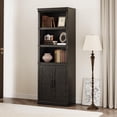 thumbnail image 3 of Qinaqin 5-Tier Farmhouse Bookshelf con Gabinete y cm de Profundidadoors 3 Abierto Shelves 2 Almacenamiento Cabinets para Living Sala Oficina en Casa Dormitorio (Black), 3 of 7