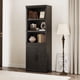 thumbnail image 2 of 5 niveles estilo rural estante con gabinete y doors - 3 abiertos estantes y 2 almacenamiento cabinets para sala de estar, oficina en casa, y dormitorio (negra), 2 of 8