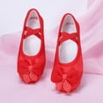 thumbnail image 2 of Xfvqtps Ballet Shoes for Girls Soft Sole Non Slip Cross Elastic Straps Polka Dot Bow Satin Dance Shoes for Gymnastics Performance Red, 2 of 7