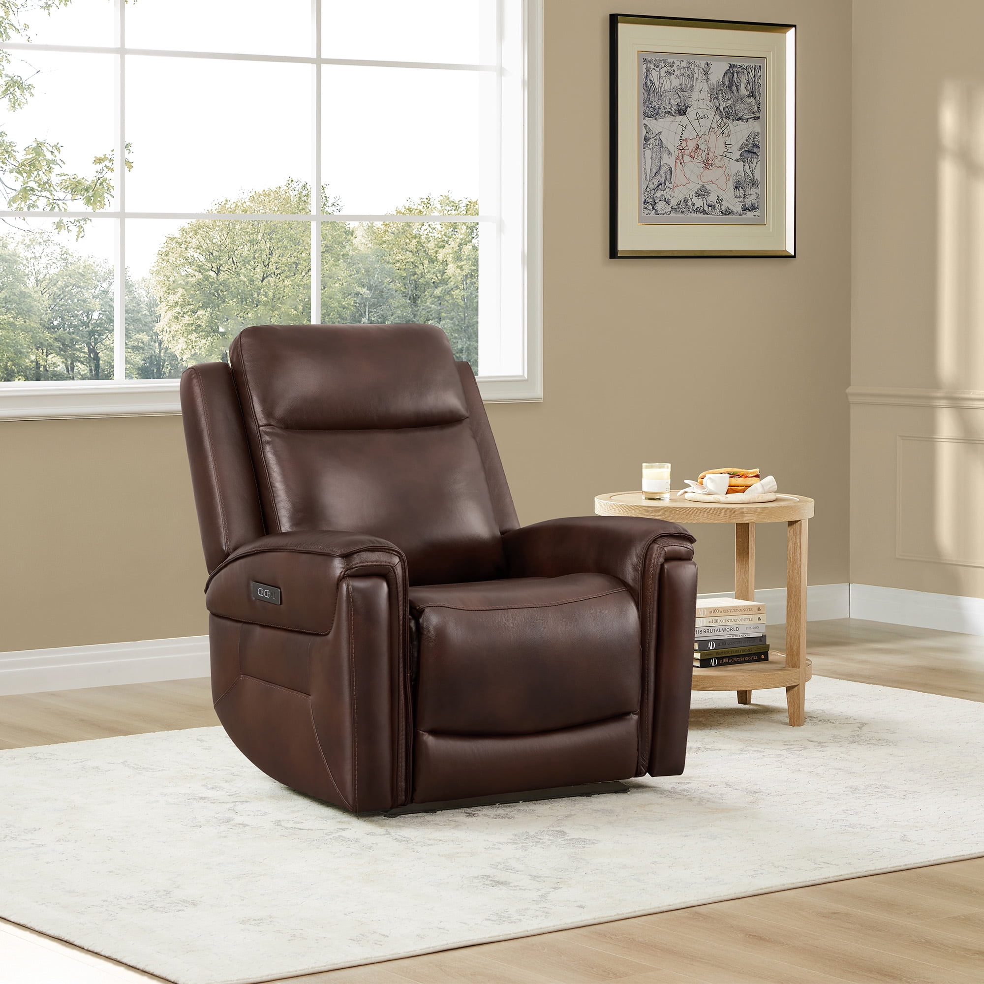 ReNest Dual Motor Power Recliner with Super Zero-Gravity Mode, Top-Grain Leather, USB and Type-C Charging,Cognac