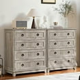 thumbnail image 6 of Joaxswe Farmhouse 4 Drawer Dresser Set of 2, Modern Wood Chest Dresser for Bedroom Living Room Grey Oak, 6 of 6