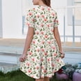 thumbnail image 5 of XADYUY Girl's Summer Casual Dress Casual A-Line Short Sleeve Girls Tshirt Dresses Vintage Floral Print Crew Neck Sundresses Holiday Swing Dresses with Pockets,3-4Years,Watermelon Red, 5 of 6