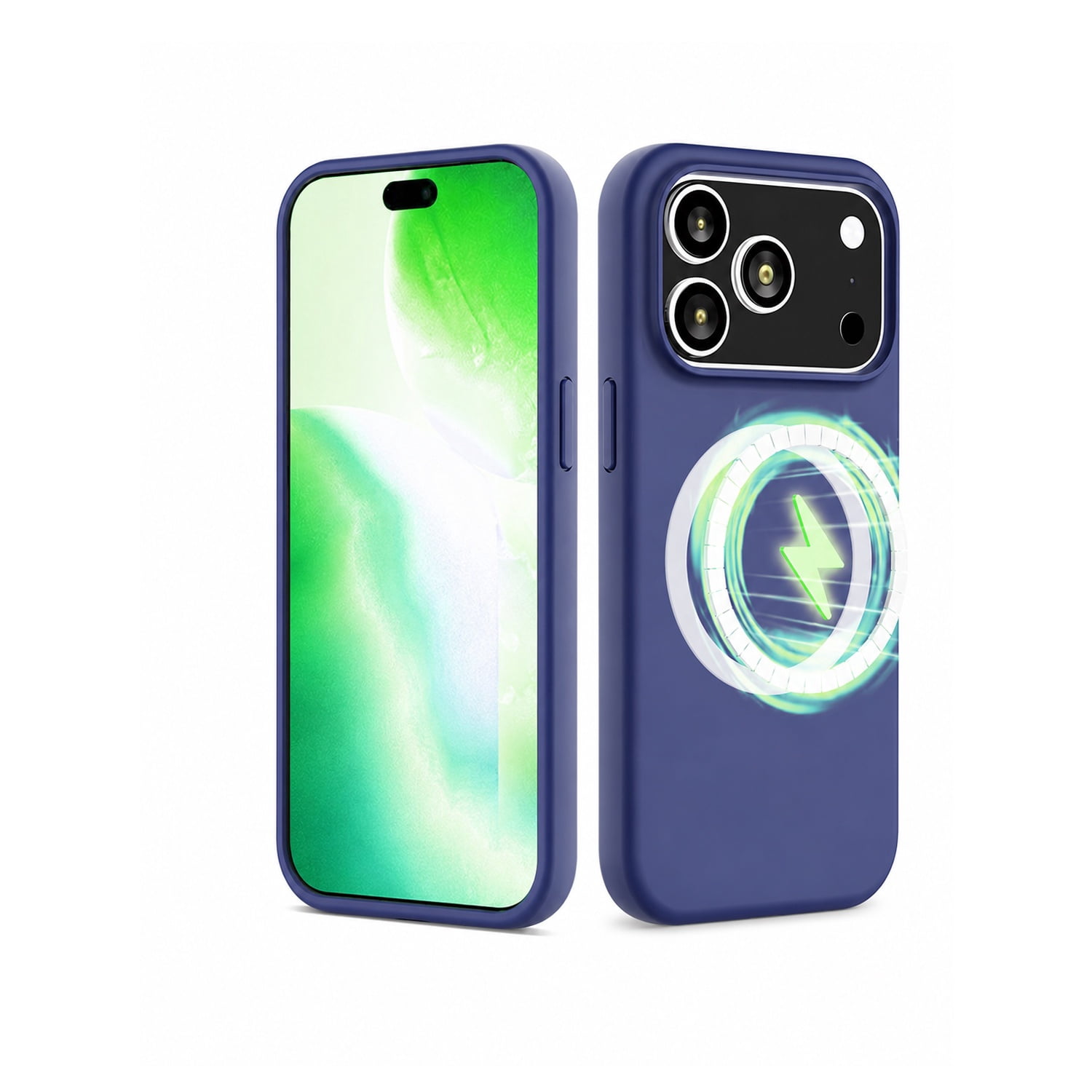 Smooth Silicone Wireless Charging Case for iPhone 17 Pro Max - Navy Blue