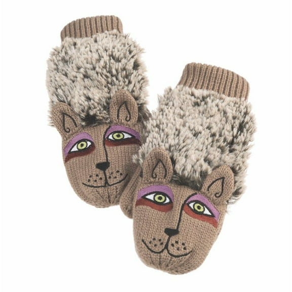 Fluffy Puppy Mittens - Beige
