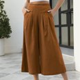 thumbnail image 1 of Pantalón capris con bolsillo para mujer pantalón suelto y fluido cómodo pantalón palazzo ropa diaria, 1 of 8
