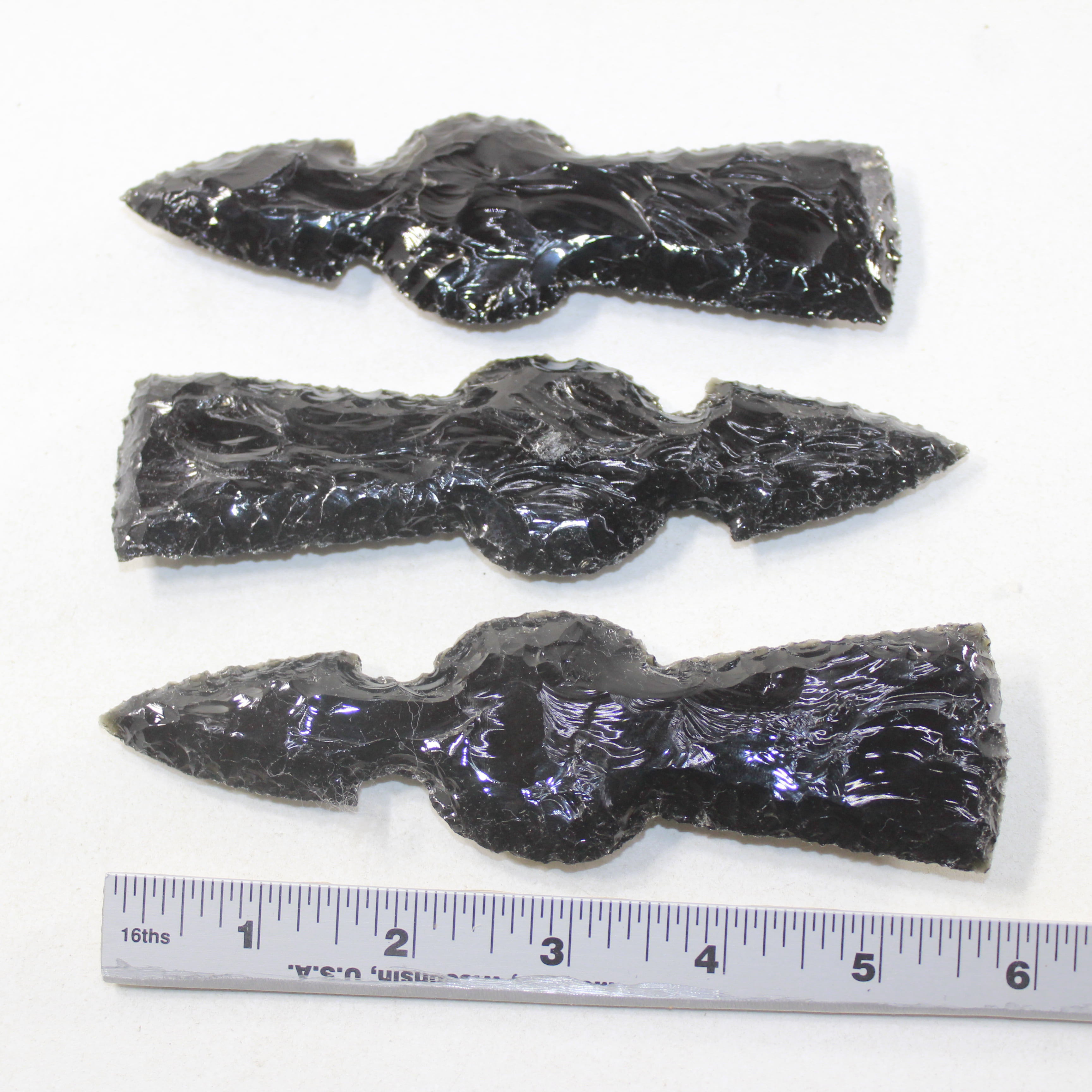 3 Obsidian Ornamental Tomahawk Heads #8125 Ax Axe Hatchet