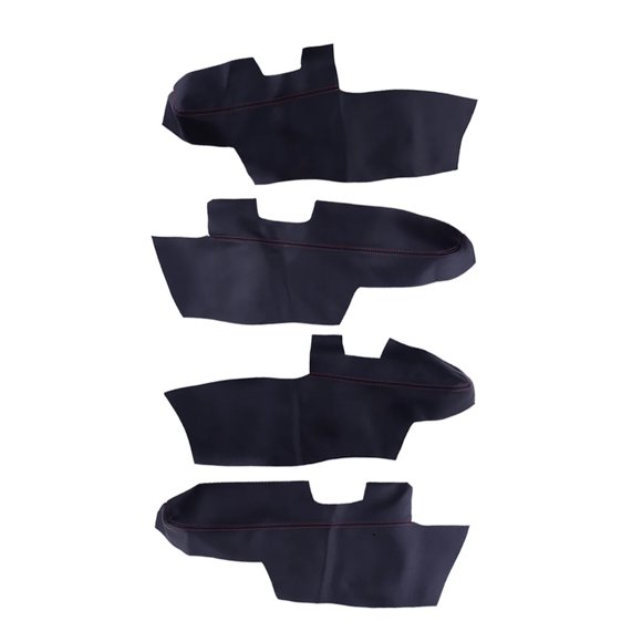 4Pcs Car Inserts Door Panel Armrest Cover Fit for Hyundai Santa Fe 2006 2007 2008 2009 2010 2011 2012 Black Artificial Leather