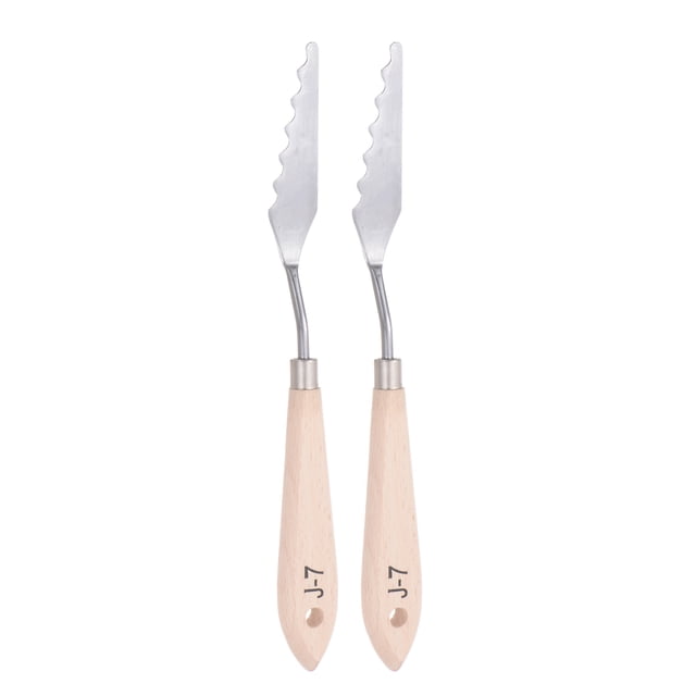 2uds #J-7 Paleta Cuchillo 18mm Cuchillo Ancho Sólido Madera Mango Inoxidable Acero Pintura Mezcla Raspador Palé Cuchillo Espátula para Óleo Acrílica Pintura