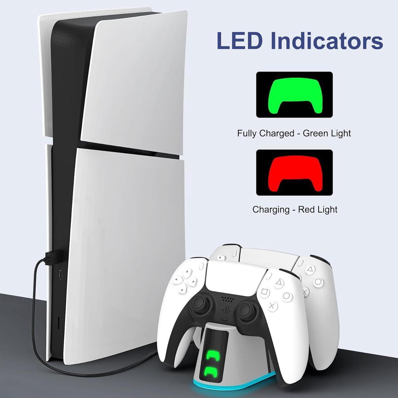 PS5 Slim Controller Charger Station,Fast Charging PS5 Controller Charger for Edge & Dual Controller,Ps5 Controller accessories with Charging Cable,Ps5 controller Stand Dock with RGB LED Indicators thumbnail 12