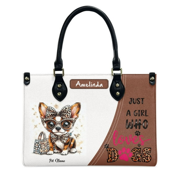 Basenji Dog Bag, Personalized Leather Handbags For Women - Personalized Leather Purse with Name - Tote Bags for Mom Grandma - Custom Gifts Ideas for Her, Gift for Dog Lover