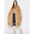 thumbnail image 3 of eloria Woman's Indian Ethnic Chunni, Silk blend Ethnic Motifs Golden Dupatta, Stole, Scarf Shawl Wrap, 3 of 5