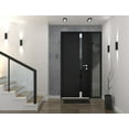 thumbnail image 3 of Front Exterior Prehung Steel Door / Cynex 6777 Black / Side Exterior Window / Stainless Inserts Single Modern Painted-W36+12" x H80"-Right-hand Outswing, 3 of 7