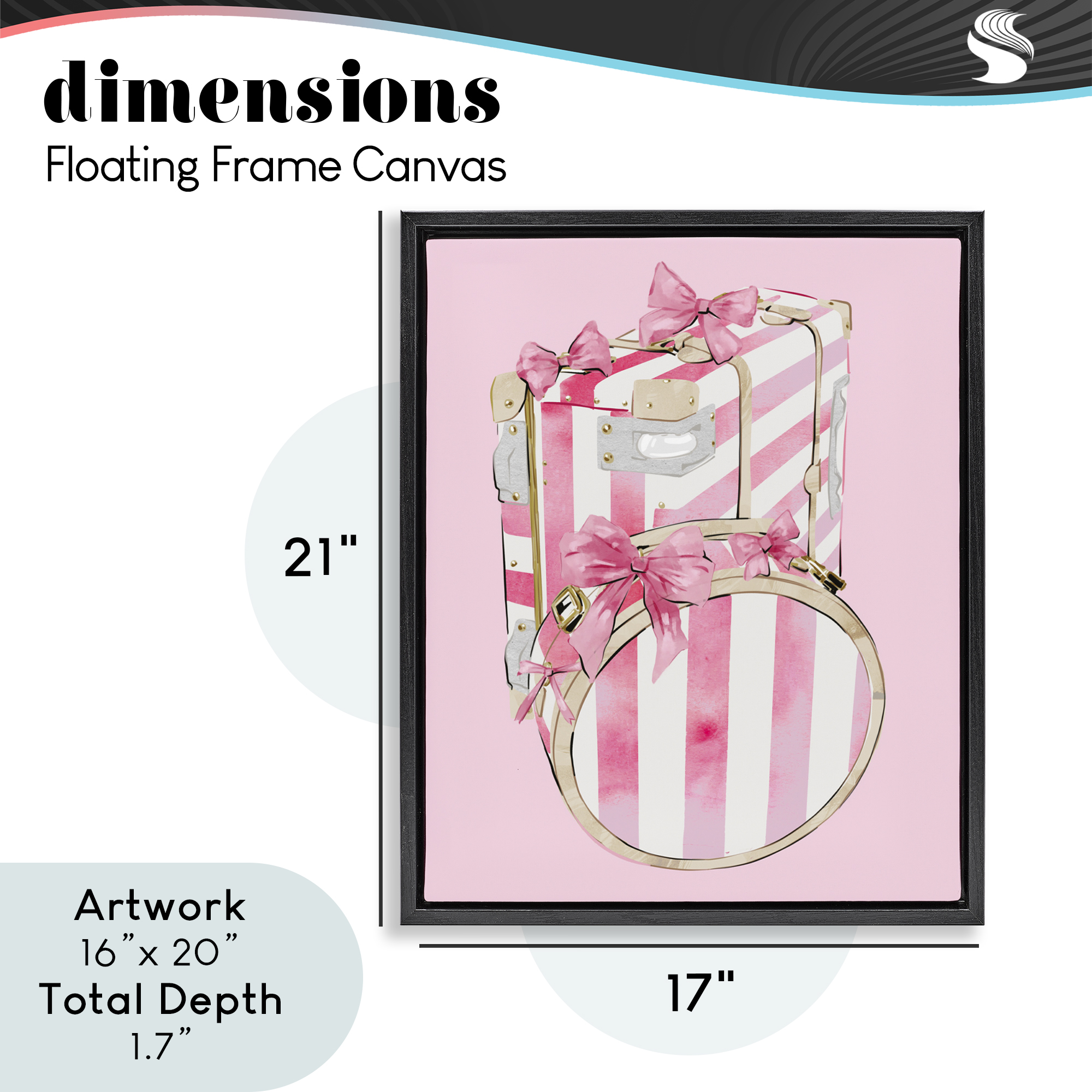 Pastel Stripe Luggage Black Framed Floater Canvas Wall Art, design by Ziwei Li