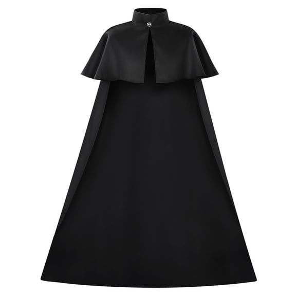Iyufng Mens Matte Long Cape Stand Mandarin Collar Shoulder Capelet Overlay Single Snap Front Cloak Priest Vampire Cosplay Outfit for Halloween Carnival Stage Performance
