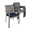 thumbnail image 3 of COSCO Outdoor Living Lakewood Ranch Steel and Wicker Dining Chairs with Cushions, 6 Pack, Gray and Blue, 3 of 11