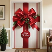 Nkmbld Christmas Door Banner Christmas Door Cover for Xmas Winter Seasonal Holiday Party Porch Wall Hanging New Year Entryway Decoration