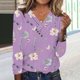 thumbnail image 1 of ICHUANYI Clearance Women's Long Sleeve Summer V Neck Sexy Casual Tops Regular Blouse Tops(Purple, S) ICHUANYI WER2023081112844, 1 of 5