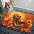 thumbnail image 3 of 2x3 Ft Entryway Area Rug, Orange Western Fall Kitchen Rug Runner Washable Floor Mat, Thanksgiving Pumpkin Sunflower Non Slip Indoor Door Mat Throw Carpet for Bathroom Living Room Bedroom, 3 of 8