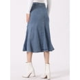 thumbnail image 3 of DARING DIVA Women's High Waisted A-Line Flared Midi Denim Skirt M Blue, 3 of 6