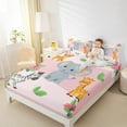 thumbnail image 4 of Manfei Cartoon Elephant Zebra Twin Sheet Sets,Cute Zoo Animal Twin Fitted Sheet,Kawaii Giraffe Pink Flower Flat Sheet For Girls Kids,Breathable Home Decor,3-Piece, 4 of 7