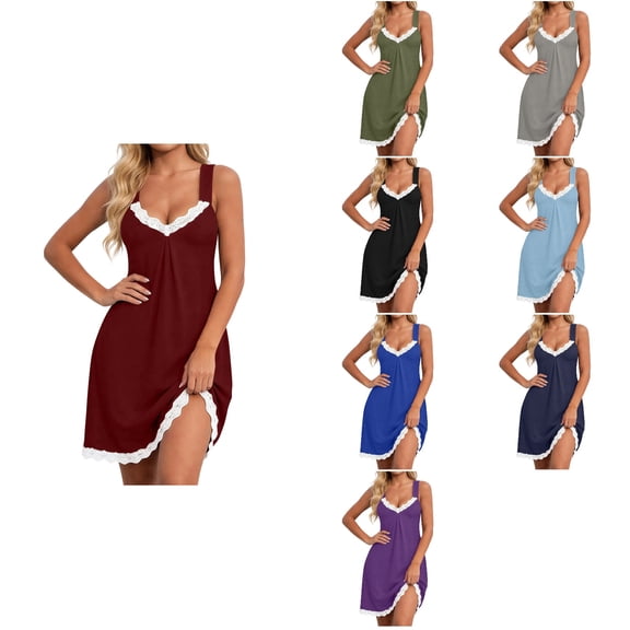 Antinious Womens Sleeveless V-Neck Lace With Built In Pad Pleated Summer Dresses