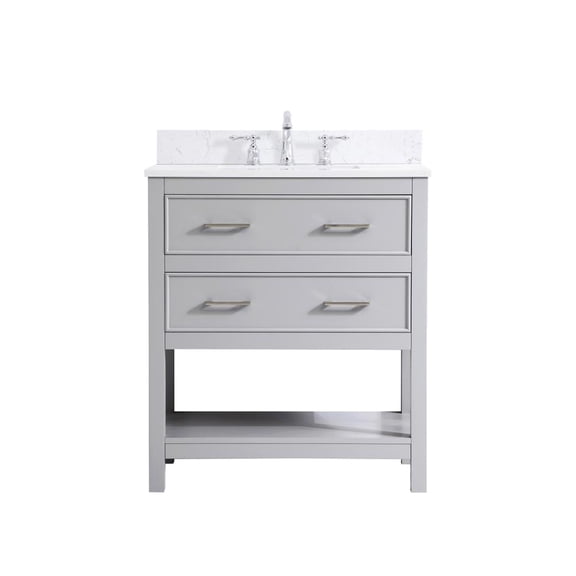 Elegant Kitchen and Bath 30 inch Single Bathroom Vanity in Grey with Backsplash