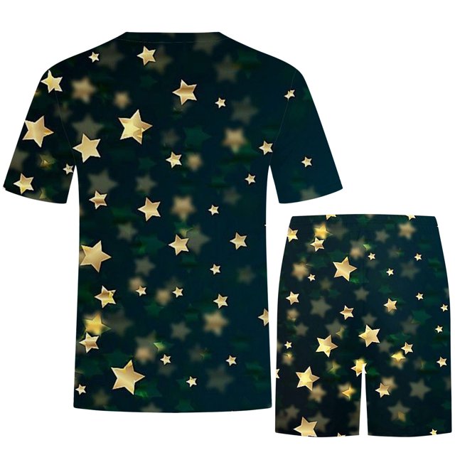 Conjunto de Camisas Para Hombre Conjunto de Pantalones de Blusa de Manga Corta Con Estampado 3D de Cuello Redondo de Navidad Informal Odeerbi ODB175041