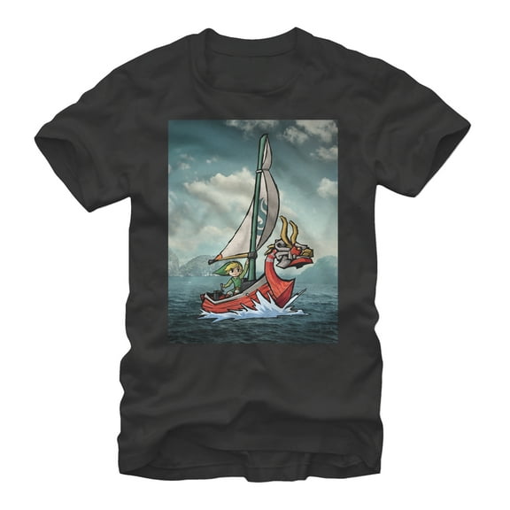 Men's Nintendo Legend of Zelda Link Sailing Graphic Tee Black Small