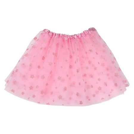 Byoo Toddler Girl Tulle Tutu Skirt Elastic Waist A-Line Layered Dance Skirt Child Sweet Comfortable Skirts Pink
