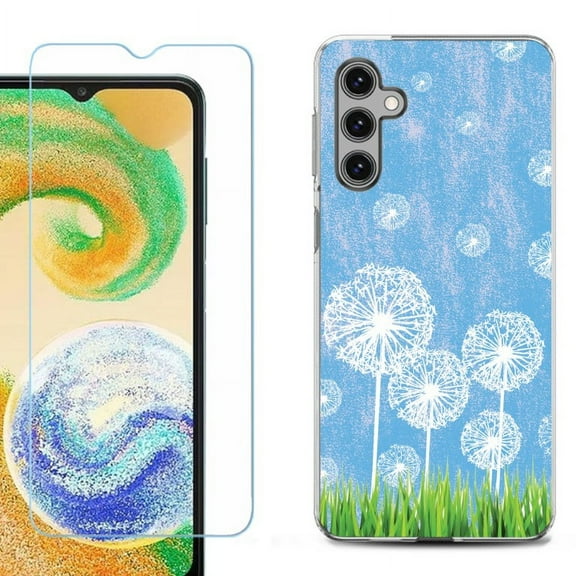OneToughShield ® Compatible with Samsung Galaxy S24, Shockproof Fashion Phone Case, with Tempered Glass Screen Protector - Dandelion Sky