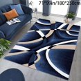 thumbnail image 2 of Blue Abstract Geometric Waves Area Rug - Washable Non-Slip Indoor Carpet, 2 of 6