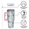 thumbnail image 4 of Floral 40oz Tumbler– Stainless Steel Insulated Tumbler with Handle and Straw, Large Capacity Travel Cup for Hot & Cold Drinks,Thanksgiving,Christmas, Spring,Flower, 4 of 6