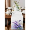 thumbnail image 4 of Lavender Burlap-Cotton Table Runner 72 Inches Long,Watercolor Purple White Floral Botanical Butterfly Farmhouse Table Runners,Outdoor Dining Tablecloths Decor for Baby Shower Party Wedding 14x72, 4 of 9