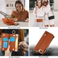 thumbnail image 7 of Crossbody Wallet Case for iPhone 7 / iPhone 8 / iPhone SE 2022 & 2020 RFID Blocking Card Slots, PU Leather Magnetic Snap Wristband Strap Zipper Pocket Phone Case with Stand Secure Ring Buckle, Brown, 7 of 7
