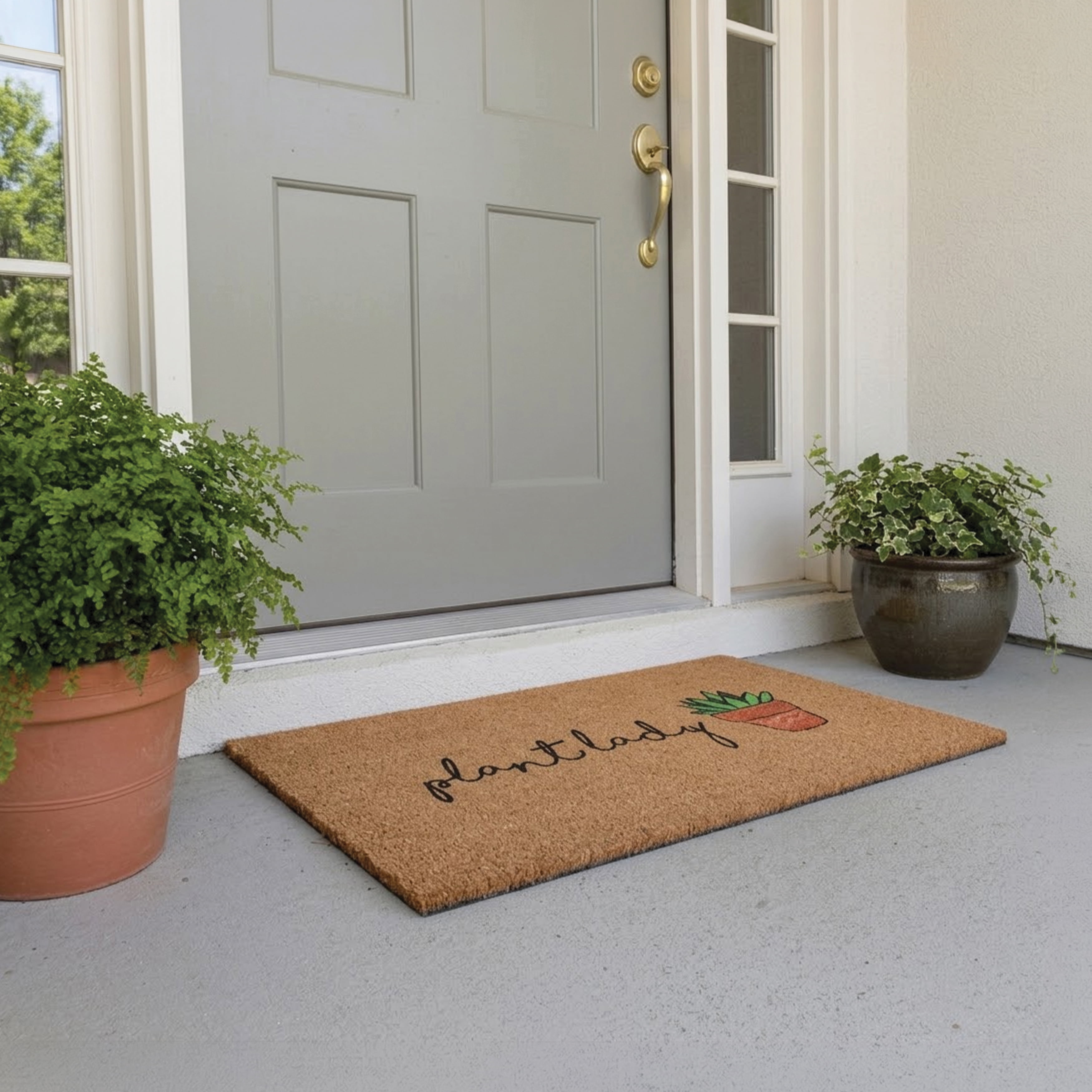 Plant Lady Bloom Non Slip Vinyl Backing, Front Door Mat, Entryway Door Mat, 24"x36"
