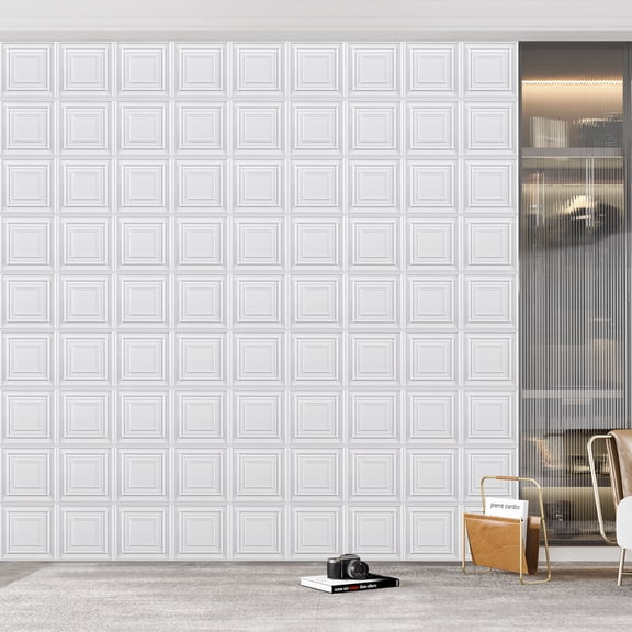 FLOLEOPA Textures 3D Wall Panels White Design for Interior Wall Decor Pack of 30 Tiles 29 Sq Ft (PVC)