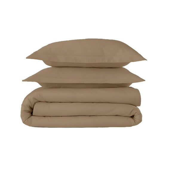 400 Thread Count 3 Pcs Duvet Cover Set Sateen Solid Egyptian Cotton Twin XL Size Beige Solid Elegant Look With Matching Pillow Shams