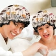 thumbnail image 6 of Shower Caps,Colorful Mushroom Assortment Light Pink Pattern Waterproof Shower Cap for Women 4 Pieces,Double Reusable Hair Cover for Shower PEVA Elastic Stretch Hem, 6 of 7