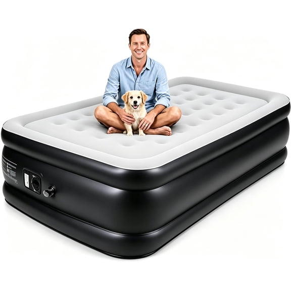 Quick 3-Min Self-Inflation Full Size Air Mattress with Built-in Pump, 18 Inch Raised Inflatable Bed, 660 lbs Capacity