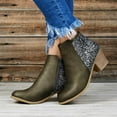 thumbnail image 1 of Woman Winter Plus Size Leather Boots High Heeled Thick Heel Sequined Booties Ladies Short Boots, 1 of 9