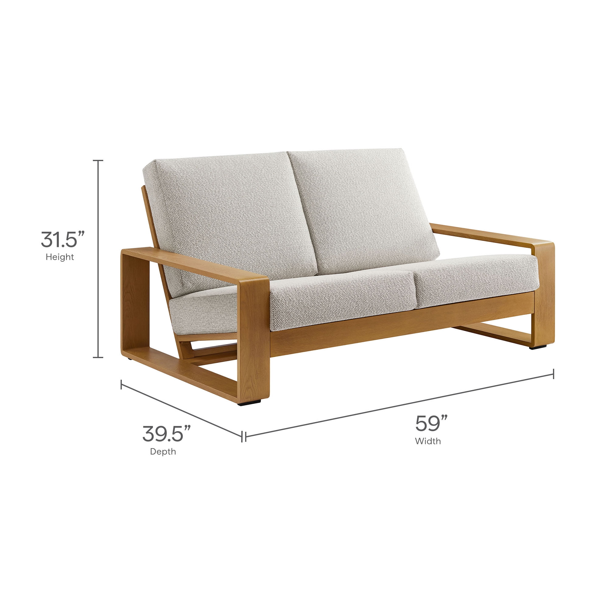 Modway Lirienne 4-Piece Patio Aluminum Faux Wood Furniture Set in Ivory Natural