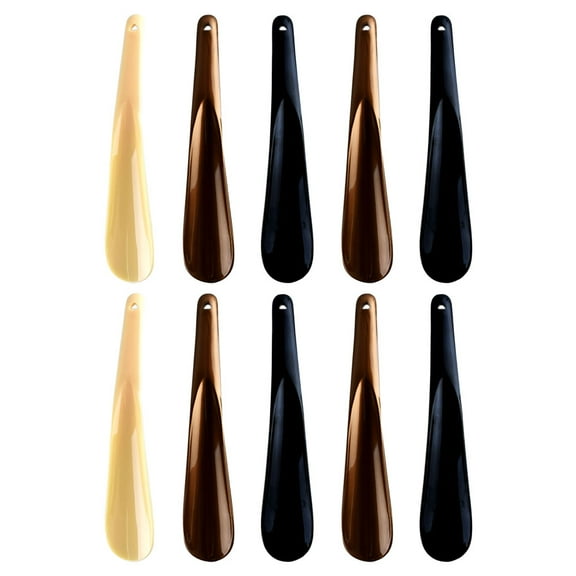 KALLORY 10Pcs Durable Plastic Shoe Horn with Smooth Edge Design for Comfortable Home Use Assorted Color