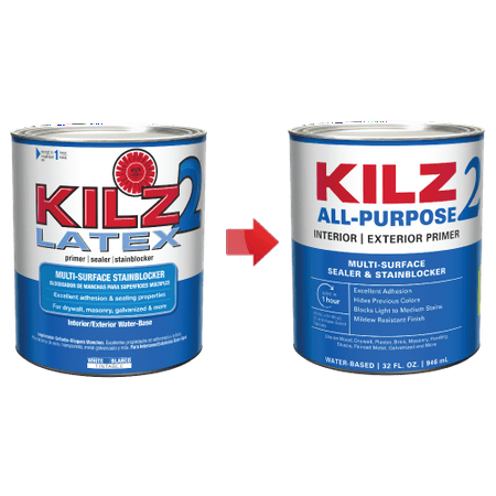 Kilz 2 1 Qt Latex Interior Exterior Primer New Look Same