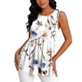 thumbnail image 6 of Fewfanhot T Shirts for Women Summer Tank Tops 2026 Pleated Crew Neck Floral Loose Fit Casual Sleeveless Flowy Boho Tunic Shirts, 6 of 6