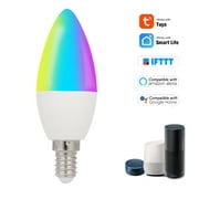 Docooler WiFi Smart Bulb RGB+W+C LED Candle Bulb 5W E14 Dimmable Light Phone APP SmartLife/ Remote Control Compatible with Home Tmall Elf for Voice Control, 1 pack