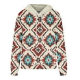 thumbnail image 5 of Jinhomg Womens Retro Sweatshirt Western Aztec Ethnic Style Hoodies Casual Geometric Printed Long Sleeve Hooded Sweatshirt with Kangaroo Pocket Spring Saving Today Khaki S, 5 of 5