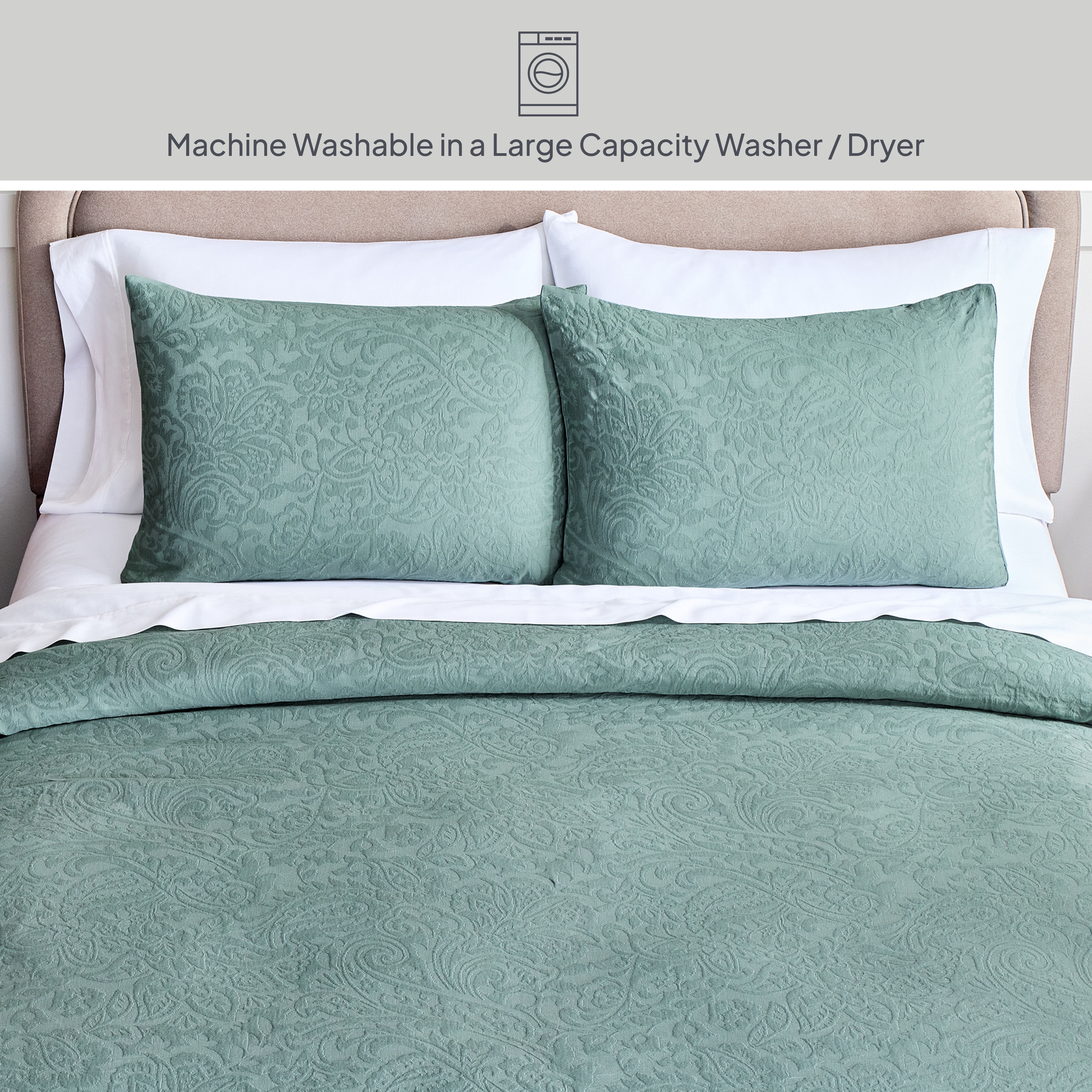 Better Homes & Gardens King Comforter Set, All-Season, 3-Piece, Sage Green Paisley Matelasse