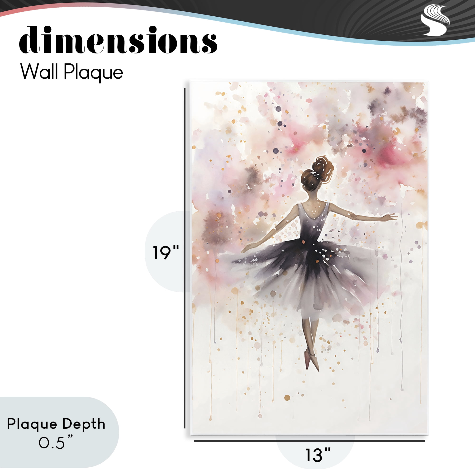 Stupell Industries Watercolor Ballerina Atmosphere Wall Plaque Art, design by Creative Studio