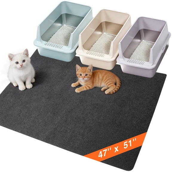 GARITIN Cat Litter Mat 47 x 51 Inch, Large Waterproof Cat Litter Trapping Mat, Felt Litter Box Mat for Floor Protection